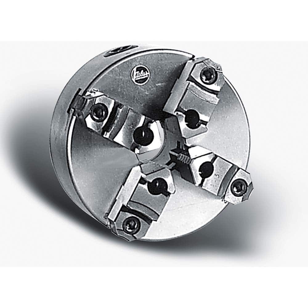Atlas Workholding - Manual Lathe Chucks; Chuck Type: Self-Centering ; Nominal Chuck Size: 6 ; Number of Jaws: 4 ; Mount: Plain Back ; Through-Hole Diameter (Decimal Inch): 1.6500 ; Body Material: Forged Steel - Exact Tooling