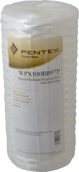 Pentair - 4-1/2" OD, 100µ, Fibrillated Polypropylene String-Wound Cartridge Filter - 9-7/8" Long, Reduces Sediments - Exact Tooling