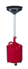 Made in USA - 18 Gal Oil Drain Container with Casters - Orange - Exact Tooling