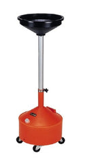 Made in USA - 8 Gal Oil Drain Container with Casters - Orange - Exact Tooling