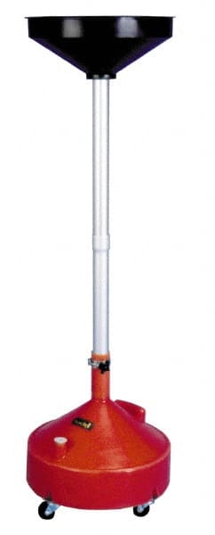 Made in USA - 6 Gal Oil Drain Container with Casters - Orange - Exact Tooling
