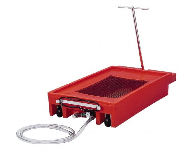 Made in USA - 17 Gal Oil Drain Container with Casters - Orange, Low Boy - Exact Tooling
