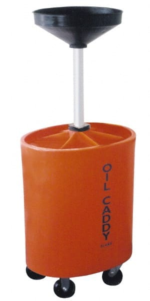 Made in USA - 30 Gal Oil Lift Drain Container with Casters - Orange, Drain Tub - Exact Tooling
