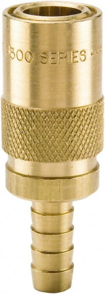 Parker - Nonthreaded Brass Hydraulic Hose Hose Barb Coupler & Straight Fitting - 200 psi, 3 GPM, 3/8" Hose Diam, Series Moldmate - Exact Tooling