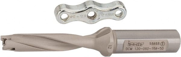 Iscar - 12 to 12.4mm Diam, 5xD, 60mm Max Depth, 16mm Shank Diam, 124.2mm OAL, Replaceable Tip Drill - IDI-SG, IDI-SK Insert, DCM Toolholder, Series ChamDrill - Exact Tooling