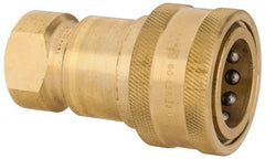 Parker - 3/4 NPTF Brass Hydraulic Hose Female Pipe Thread Coupler - 1,000 psi, 28 GPM - Exact Tooling
