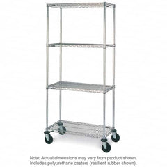 Metro - 600 Lb Capacity 4 Shelf Mobile Wire Shelving Unit - Add-On Unit - Exact Tooling
