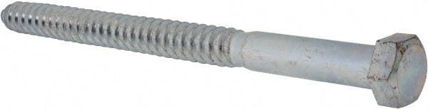 Value Collection - 3/4" Screw, 10" Length Under Head, Steel, Hex Head Lag Screw - Zinc Plated, Grade 2 - Exact Tooling