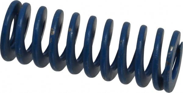 Associated Spring Raymond - 3/4" Hole Diam, 3/8" Rod Diam, 2" Free Length, Blue Die Spring - 144 Lb Max Deflection, 1" Max Deflection, Medium Duty, Chromium Alloy Steel - Exact Tooling