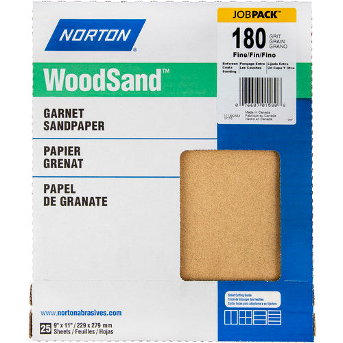 11″ × 9″ Woodsand A511 Paper Sheet 180 Grit Fine Garnet - Exact Tooling