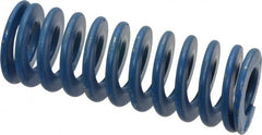 Associated Spring Raymond - 1-1/4" Hole Diam, 5/8" Rod Diam, 3-1/2" Free Length, Blue Die Spring - 350 Lb Max Deflection, 1.75" Max Deflection, Medium Duty, Chromium Alloy Steel - Exact Tooling