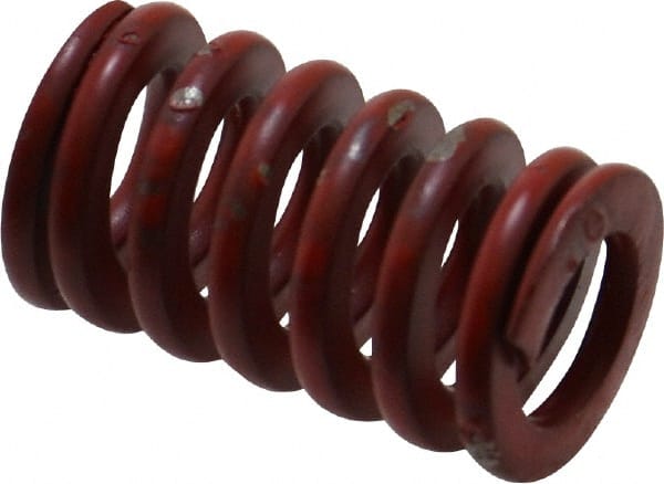 Associated Spring Raymond - 5/8" Hole Diam, 11/32" Rod Diam, 1" Free Length, Red Die Spring - 111 Lb Max Deflection, 0.37" Max Deflection, Medium Heavy Duty, Chromium Alloy Steel - Exact Tooling