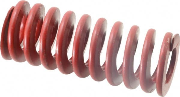 Associated Spring Raymond - 2" Hole Diam, 1" Rod Diam, 5" Free Length, Red Die Spring - 1036 Lb Max Deflection, 1.85" Max Deflection, Medium Heavy Duty, Chromium Alloy Steel - Exact Tooling