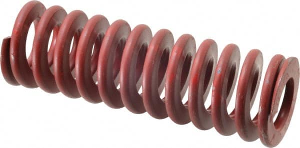 Associated Spring Raymond - 2" Hole Diam, 1" Rod Diam, 6" Free Length, Red Die Spring - 1047.8 Lb Max Deflection, 2.22" Max Deflection, Medium Heavy Duty, Chromium Alloy Steel - Exact Tooling