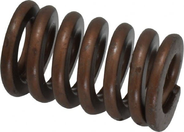 Associated Spring Raymond - 5/8" Hole Diam, 11/32" Rod Diam, 1" Free Length, Gold Die Spring - 127.2 Lb Max Deflection, 0.3" Max Deflection, Heavy Duty, Chromium Alloy Steel - Exact Tooling