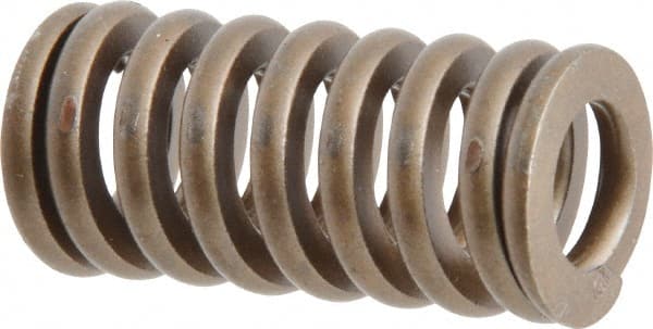 Associated Spring Raymond - 5/8" Hole Diam, 11/32" Rod Diam, 1-1/4" Free Length, Gold Die Spring - 111 Lb Max Deflection, 0.38" Max Deflection, Heavy Duty, Chromium Alloy Steel - Exact Tooling