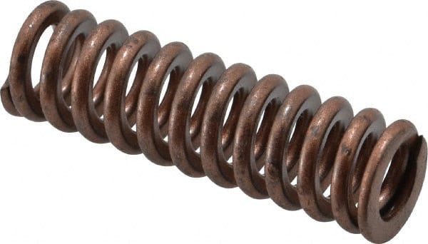 Associated Spring Raymond - 5/8" Hole Diam, 11/32" Rod Diam, 2" Free Length, Gold Die Spring - 124.8 Lb Max Deflection, 0.6" Max Deflection, Heavy Duty, Chromium Alloy Steel - Exact Tooling