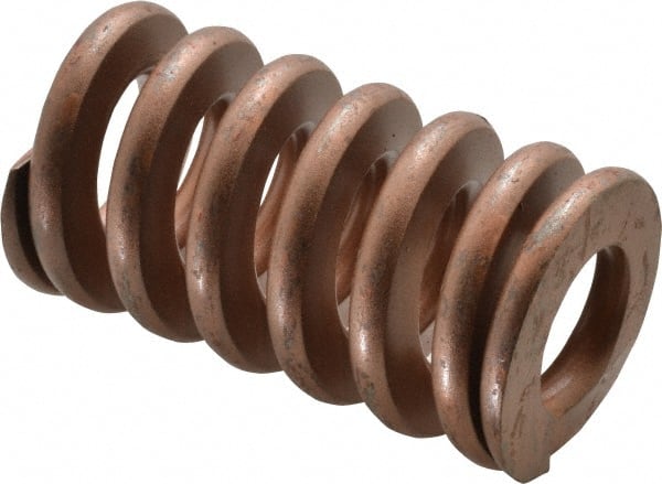 Associated Spring Raymond - 2" Hole Diam, 1" Rod Diam, 3-1/2" Free Length, Gold Die Spring - 1785 Lb Max Deflection, 1.05" Max Deflection, Heavy Duty, Chromium Alloy Steel - Exact Tooling