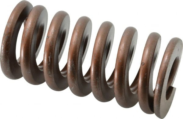 Associated Spring Raymond - 2" Hole Diam, 1" Rod Diam, 4" Free Length, Gold Die Spring - 1800 Lb Max Deflection, 1.2" Max Deflection, Heavy Duty, Chromium Alloy Steel - Exact Tooling