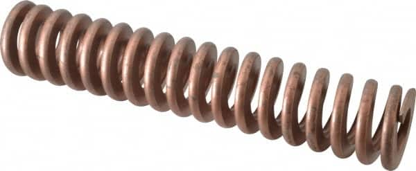 Associated Spring Raymond - 2" Hole Diam, 1" Rod Diam, 10" Free Length, Gold Die Spring - 1650 Lb Max Deflection, 3" Max Deflection, Heavy Duty, Chromium Alloy Steel - Exact Tooling