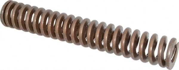 Associated Spring Raymond - 2" Hole Diam, 1" Rod Diam, 12" Free Length, Gold Die Spring - 1512 Lb Max Deflection, 3.6" Max Deflection, Heavy Duty, Chromium Alloy Steel - Exact Tooling