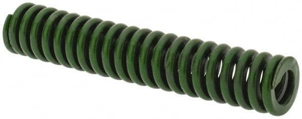 Associated Spring Raymond - 3/8" Hole Diam, 3/16" Rod Diam, 2" Free Length, Green Die Spring - 45 Lb Max Deflection, 0.5" Max Deflection, Extra Heavy Duty, Chromium Alloy Steel - Exact Tooling