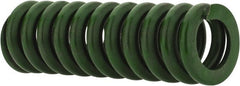 Associated Spring Raymond - 1/2" Hole Diam, 9/32" Rod Diam, 1-1/2" Free Length, Green Die Spring - 75 Lb Max Deflection, 0.38" Max Deflection, Extra Heavy Duty, Chromium Alloy Steel - Exact Tooling