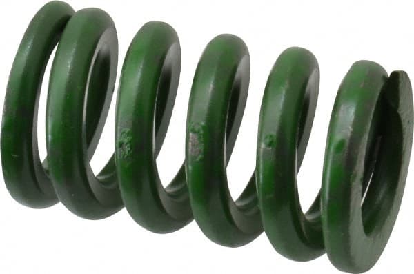 Associated Spring Raymond - 5/8" Hole Diam, 11/32" Rod Diam, 1" Free Length, Green Die Spring - 157.5 Lb Max Deflection, 0.25" Max Deflection, Extra Heavy Duty, Chromium Alloy Steel - Exact Tooling
