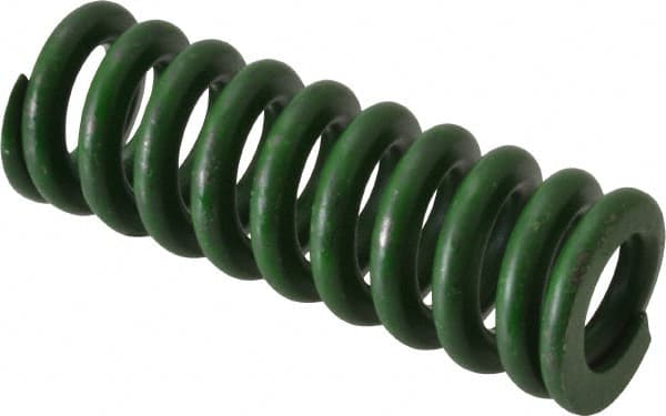 Associated Spring Raymond - 5/8" Hole Diam, 11/32" Rod Diam, 1-3/4" Free Length, Green Die Spring - 140 Lb Max Deflection, 0.44" Max Deflection, Extra Heavy Duty, Chromium Alloy Steel - Exact Tooling
