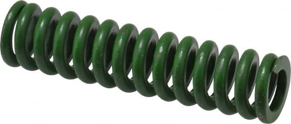 Associated Spring Raymond - 5/8" Hole Diam, 11/32" Rod Diam, 2-1/2" Free Length, Green Die Spring - 137.5 Lb Max Deflection, 0.63" Max Deflection, Extra Heavy Duty, Chromium Alloy Steel - Exact Tooling