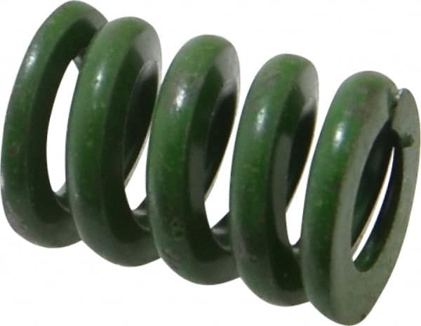 Associated Spring Raymond - 3/4" Hole Diam, 3/8" Rod Diam, 1" Free Length, Green Die Spring - 350 Lb Max Deflection, 0.25" Max Deflection, Extra Heavy Duty, Chromium Alloy Steel - Exact Tooling