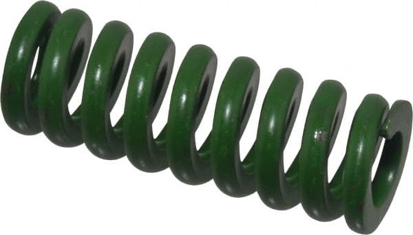 Associated Spring Raymond - 3/4" Hole Diam, 3/8" Rod Diam, 2" Free Length, Green Die Spring - 340 Lb Max Deflection, 0.5" Max Deflection, Extra Heavy Duty, Chromium Alloy Steel - Exact Tooling