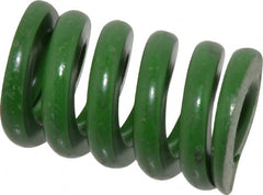 Associated Spring Raymond - 1" Hole Diam, 1/2" Rod Diam, 1-1/2" Free Length, Green Die Spring - 600 Lb Max Deflection, 0.38" Max Deflection, Extra Heavy Duty, Chromium Alloy Steel - Exact Tooling