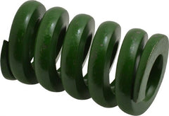 Associated Spring Raymond - 1-1/2" Hole Diam, 3/4" Rod Diam, 2-1/2" Free Length, Green Die Spring - 1840 Lb Max Deflection, 0.63" Max Deflection, Extra Heavy Duty, Chromium Alloy Steel - Exact Tooling
