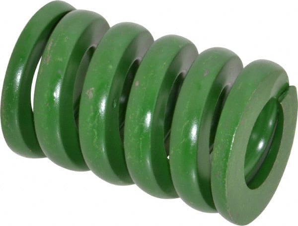 Associated Spring Raymond - 2" Hole Diam, 1" Rod Diam, 3" Free Length, Green Die Spring - 2340 Lb Max Deflection, 0.75" Max Deflection, Extra Heavy Duty, Chromium Alloy Steel - Exact Tooling