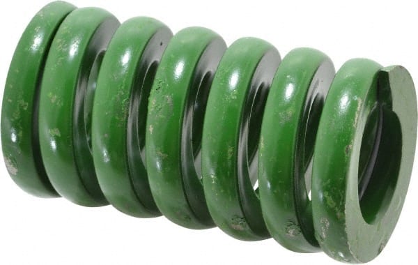 Associated Spring Raymond - 2" Hole Diam, 1" Rod Diam, 3-1/2" Free Length, Green Die Spring - 2226 Lb Max Deflection, 0.88" Max Deflection, Extra Heavy Duty, Chromium Alloy Steel - Exact Tooling