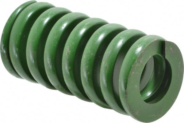 Associated Spring Raymond - 2" Hole Diam, 1" Rod Diam, 4" Free Length, Green Die Spring - 2200 Lb Max Deflection, 1" Max Deflection, Extra Heavy Duty, Chromium Alloy Steel - Exact Tooling