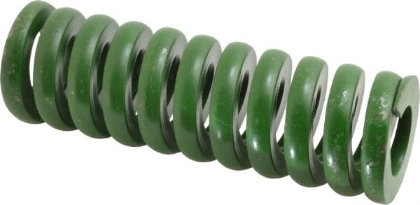 Associated Spring Raymond - 2" Hole Diam, 1" Rod Diam, 6" Free Length, Green Die Spring - 2124 Lb Max Deflection, 1.5" Max Deflection, Extra Heavy Duty, Chromium Alloy Steel - Exact Tooling