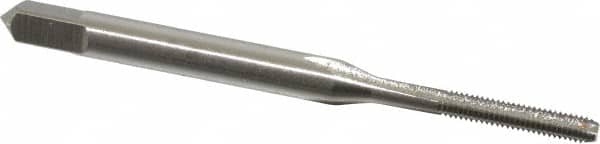 Hertel - #2-64 UNF 2B 3 Flute Bright Finish High Speed Steel Straight Flute Standard Hand Tap - Bottoming, Right Hand Thread, 1-3/4" OAL, 7/16" Thread Length, H2 Limit, Oversize - Exact Tooling