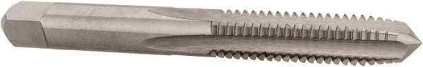 Hertel - 5/16-18 UNC 4 Flute Bright Finish High Speed Steel Straight Flute Standard Hand Tap - Plug, Right Hand Thread, 2-23/32" OAL, 1-1/8" Thread Length, H1 Limit, Oversize - Exact Tooling