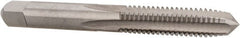 Hertel - 5/16-18 UNC 4 Flute Bright Finish High Speed Steel Straight Flute Standard Hand Tap - Plug, Right Hand Thread, 2-23/32" OAL, 1-1/8" Thread Length, H1 Limit, Oversize - Exact Tooling