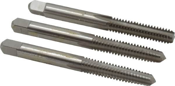 Hertel - 1/4-20 UNC, 4 Flute, Bottoming, Plug & Taper, Bright Finish, High Speed Steel Tap Set - 2-1/2" OAL, 2B/3B Class of Fit - Exact Tooling