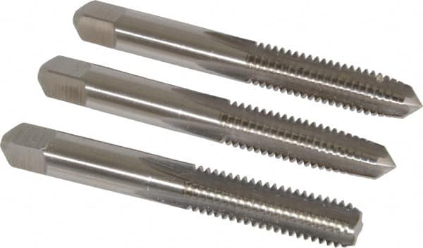 Hertel - 3/8-16 UNC, 4 Flute, Bottoming, Plug & Taper, Bright Finish, High Speed Steel Tap Set - 2-15/16" OAL, 2B/3B Class of Fit - Exact Tooling