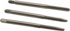 Hertel - #6-32 UNC, 3 Flute, Bottoming, Plug & Taper, Bright Finish, High Speed Steel Tap Set - 2" OAL, 2B/3B Class of Fit - Exact Tooling