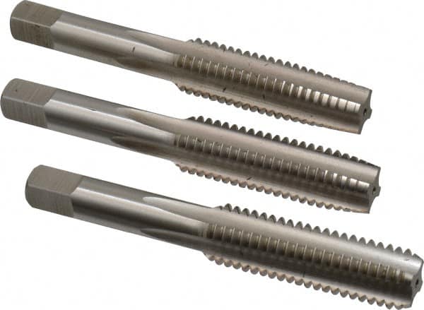 Hertel - 1/2-13 UNC, 4 Flute, Bottoming, Plug & Taper, Bright Finish, High Speed Steel Tap Set - 3-3/8" OAL, 2B/3B Class of Fit - Exact Tooling