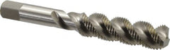 Hertel - 7/16-20 UNF, 3 Flute, 52° Helix, Bottoming Chamfer, Bright Finish, High Speed Steel Spiral Flute STI Tap - 3-3/8" OAL - Exact Tooling