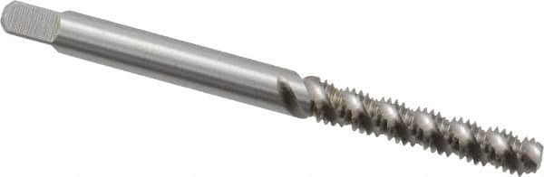 Hertel - #6-32 UNC, 3 Flute, 52° Helix, Bottoming Chamfer, Bright Finish, High Speed Steel Spiral Flute STI Tap - 2-3/8" OAL - Exact Tooling