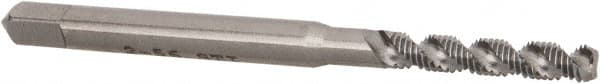 Hertel - #2-56 UNC, 3 Flute, 52° Helix, Bottoming Chamfer, Bright Finish, High Speed Steel Spiral Flute STI Tap - 1-7/8" OAL - Exact Tooling