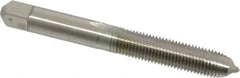 Hertel - M8x1.00 Metric Fine, 2 Flute, Bright Finish, High Speed Steel Spiral Point Tap - Plug Chamfer, Right Hand Thread, 2-23/32" OAL, 1-1/8" Thread Length, 0.318" Shank Diam - Exact Tooling