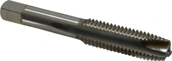Hertel - M14x2.00 Metric Coarse, 3 Flute, Bright Finish, High Speed Steel Spiral Point Tap - Plug Chamfer, Right Hand Thread, 3-19/32" OAL, 1-21/32" Thread Length, 0.429" Shank Diam - Exact Tooling